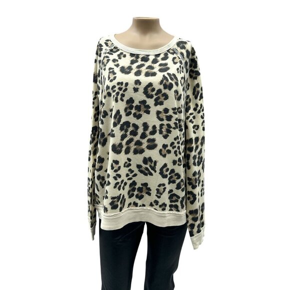 By Together Leopard Print Boxy Fit Long Sleeve Crewneck Sweatshirt Women M - Picture 2 of 10